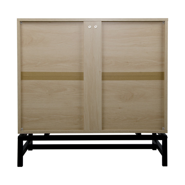 Natural rattan, 2 door cabinet, with 1 Adjustable Inner Shelves, rattan, Accent Storage Cabinet