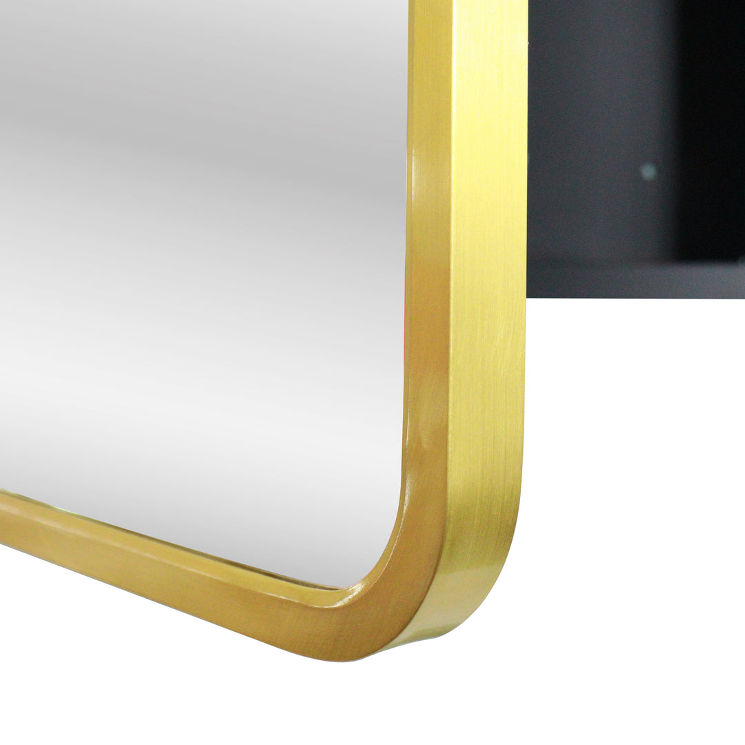 24x30 inch Gold Metal Framed Wall mount or Recessed Bathroom Medicine Cabinet with Mirror