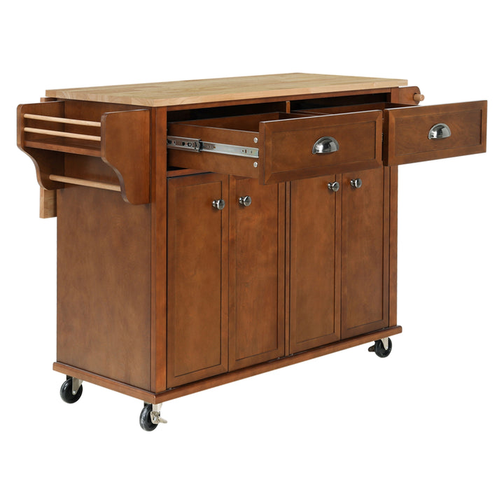 Cambridge Natural Wood Top Kitchen Island with Storage