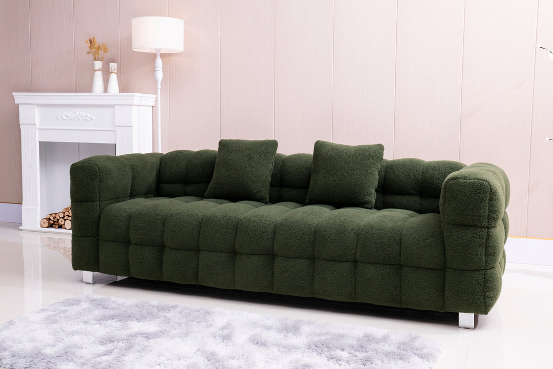 [New+Video]2146 Sofa includes two pillows 80" green  fleece for living room bedroom