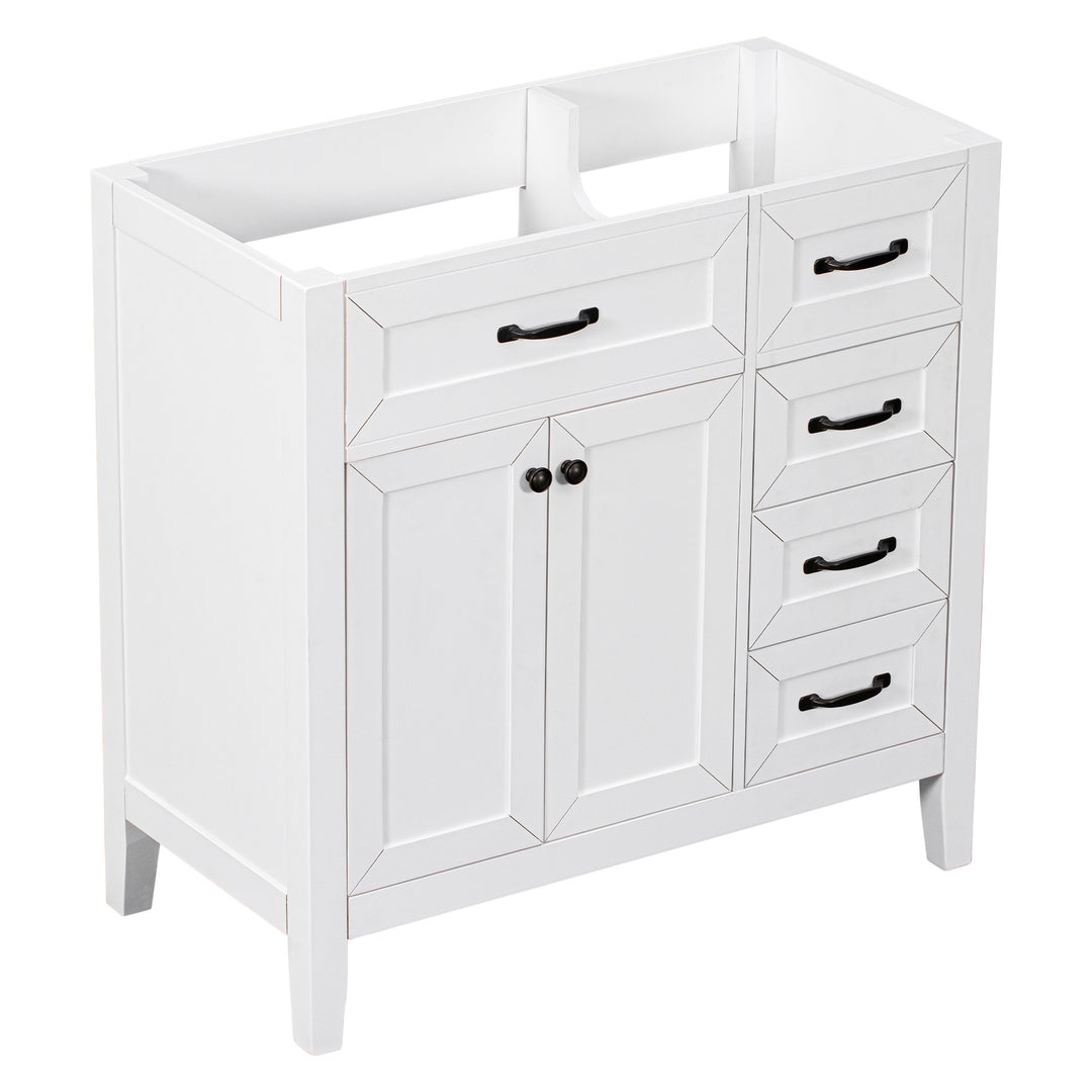 36" Bathroom Vanity without Sink, Cabinet Base Only, Bathroom Cabinet with Drawers, Solid Frame and MDF Board, White