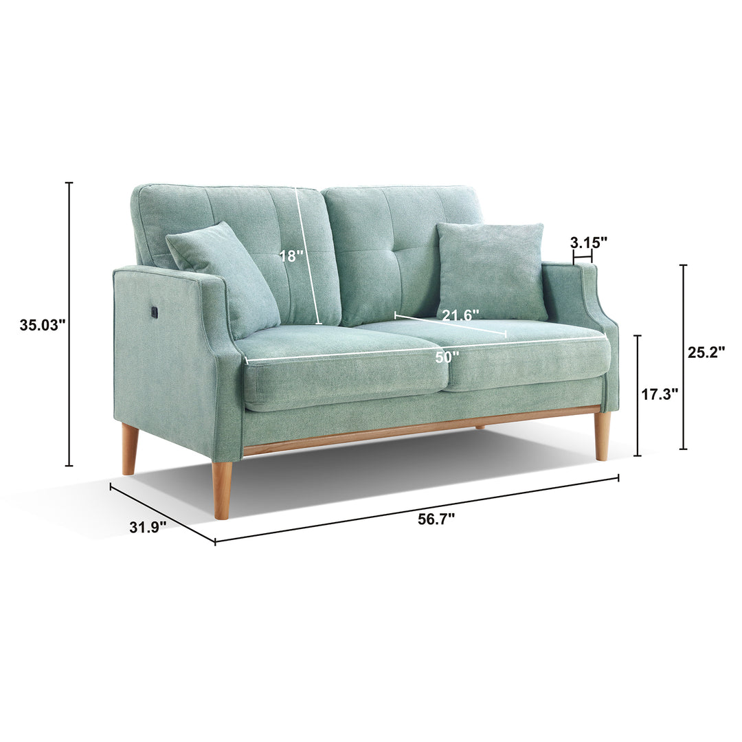 Living Space sofa 2 seater ,Loveseat With Waterproof Fabric Baby Blue, USB Charge