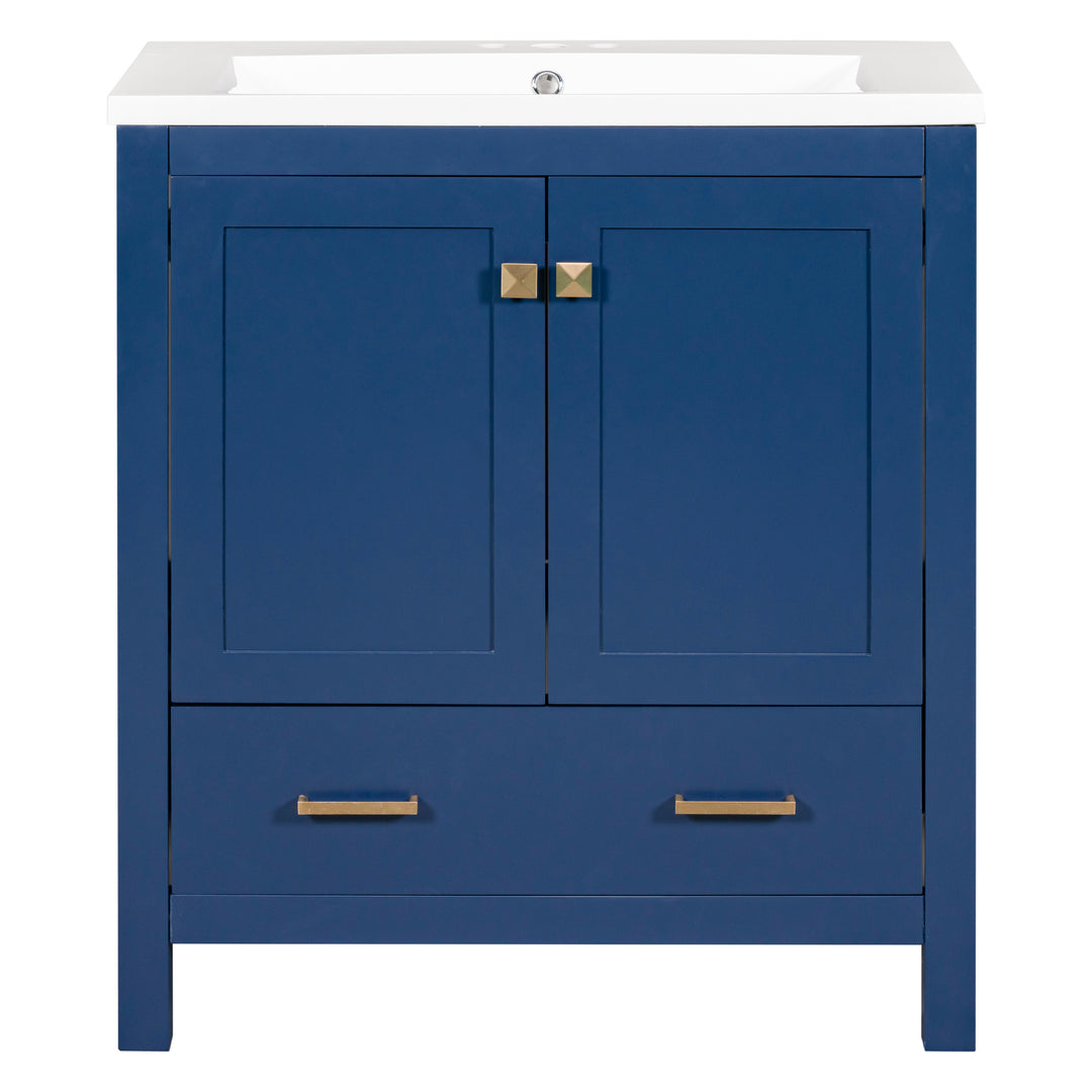 30" Blue Bathroom Vanity with Single Sink, Combo Cabinet Undermount Sink, Bathroom Storage Cabinet with 2 Doors and a Drawer, Soft Closing, Multifunctional Storage, Solid Wood Frame