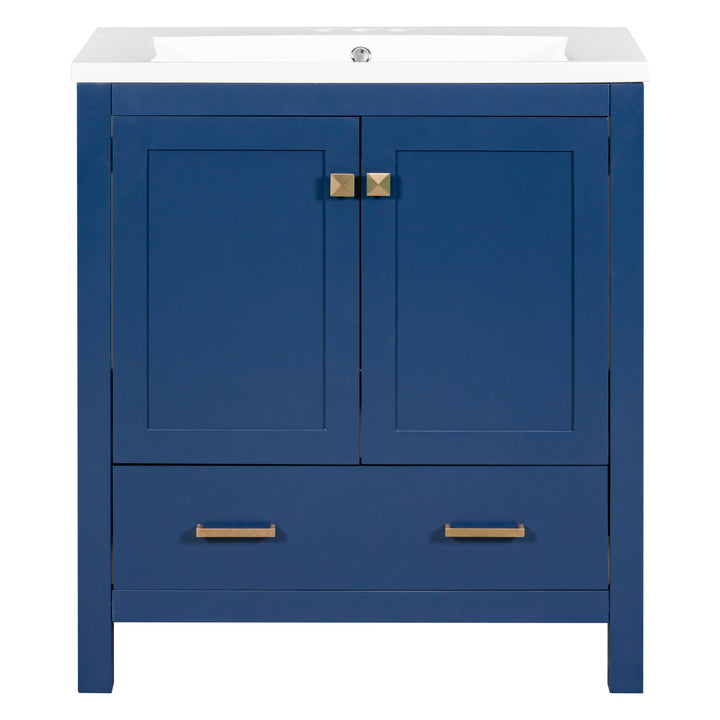 30" Blue Bathroom Vanity with Single Sink, Combo Cabinet Undermount Sink, Bathroom Storage Cabinet with 2 Doors and a Drawer, Soft Closing, Multifunctional Storage, Solid Wood Frame