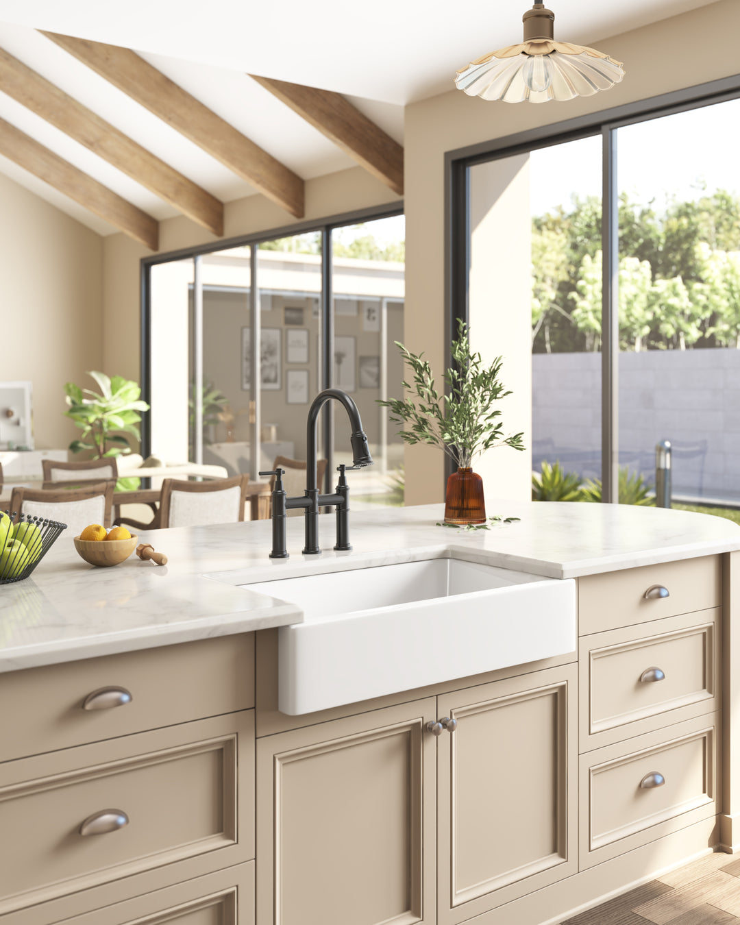 Bridge Kitchen Faucet with Pull-Down Sprayhead in Spot