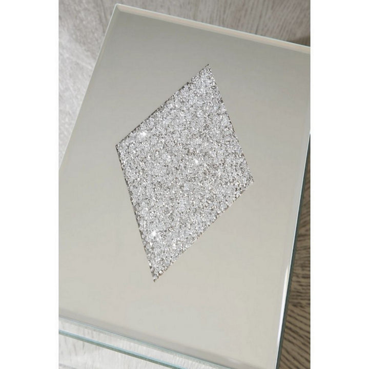 Mirrored Box with Acrylic Diamond Pattern, Set of 2, Silver