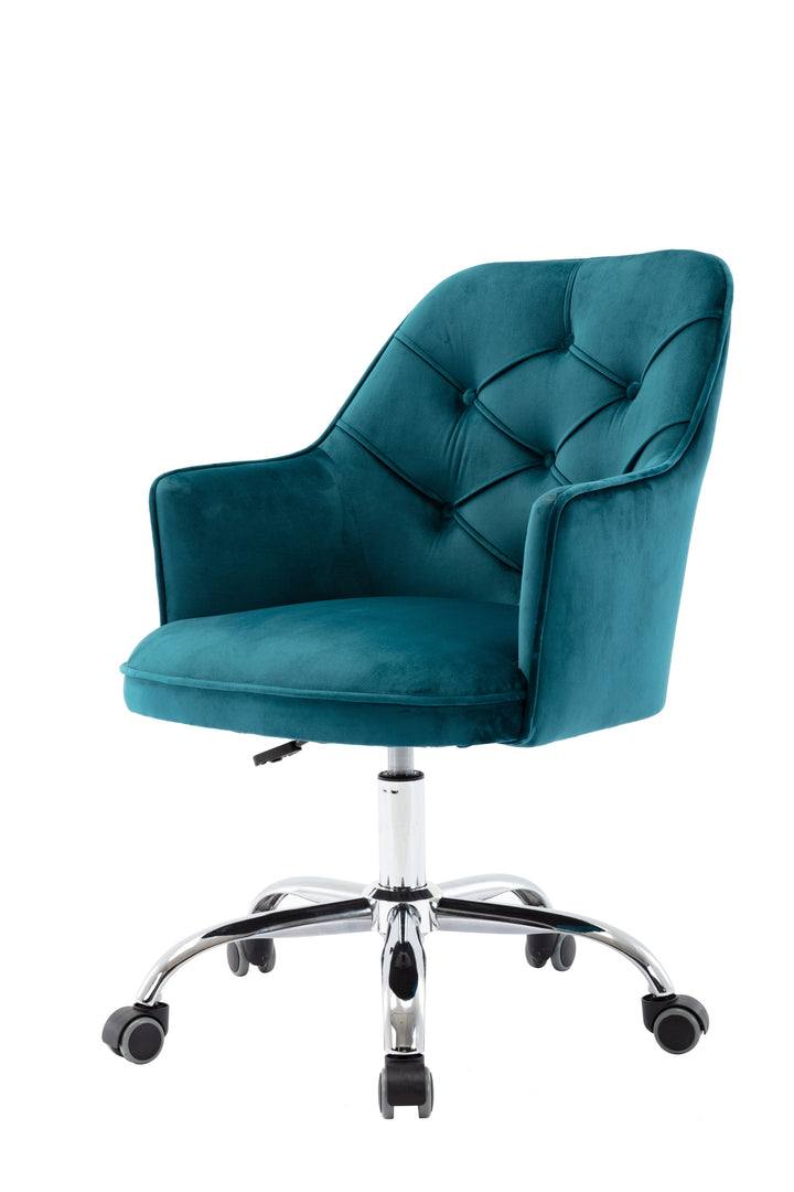 COOLMORE Velvet Swivel Shell Chair for Living Room, Office chair  Modern Leisure Arm Chair LAKE  BLUE