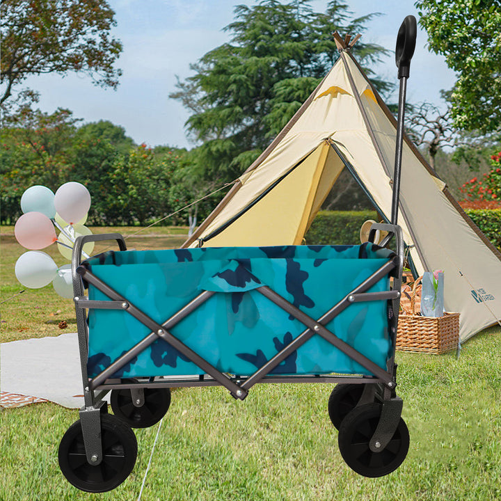 Outdoor Garden Multipurpose Micro Collapsible Beach Trolley Cart Camping Folding Wagon