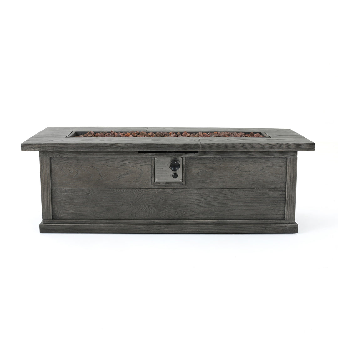 ANCHORAGE 56'' WOOD RECTANGULAR MGO FIRE TABLE GREY - 50,000 BTU With TANK HOLDER