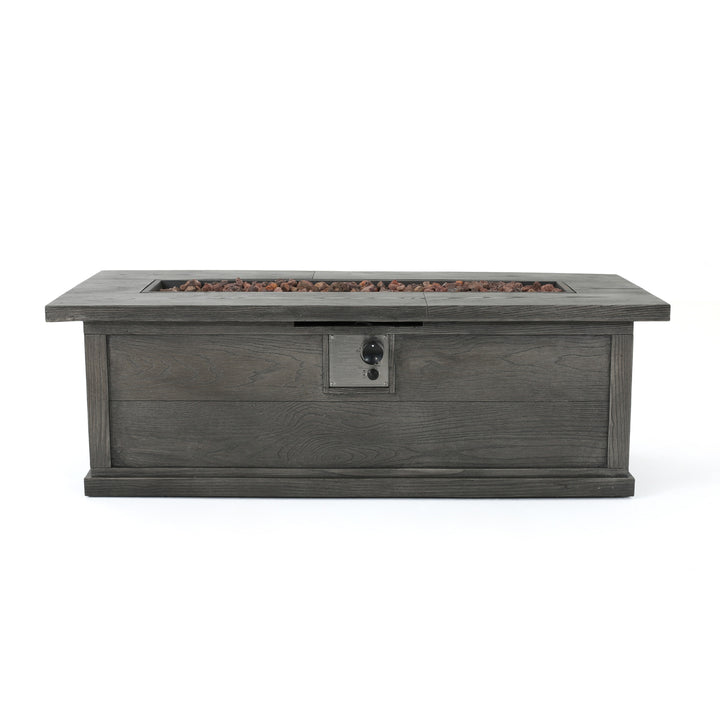 ANCHORAGE 56'' WOOD RECTANGULAR MGO FIRE TABLE GREY - 50,000 BTU With TANK HOLDER