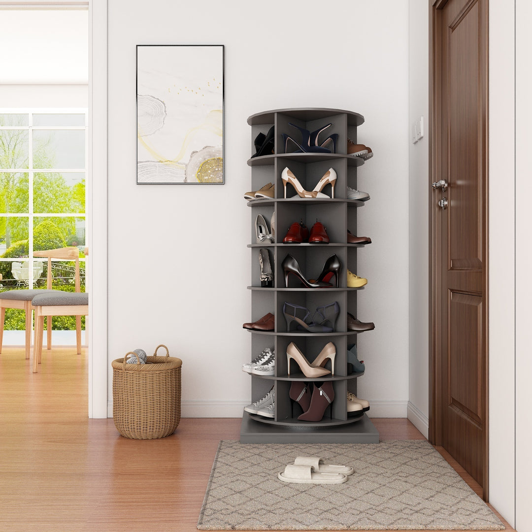 360 gray rotating shoe cabinet with 7 layers can accommodate up to 28 Paris shoes