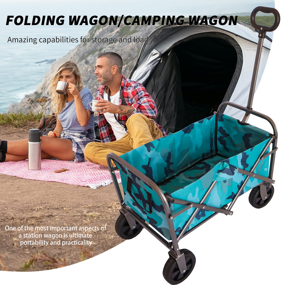 Outdoor Garden Multipurpose Micro Collapsible Beach Trolley Cart Camping Folding Wagon