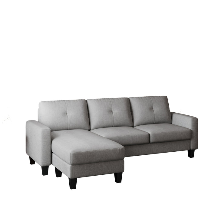 Living Room Furniture with Polyestr Fabric L Shape Couch Corner Sofa for Small Space Grey