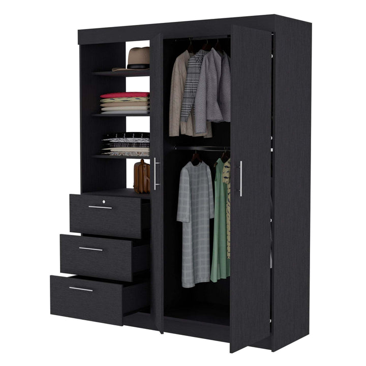 Levi 3-Drawer Armoire Black