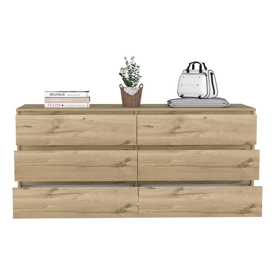 6 Drawer Double Dresser Tronx, Bedroom, Light Oak / White