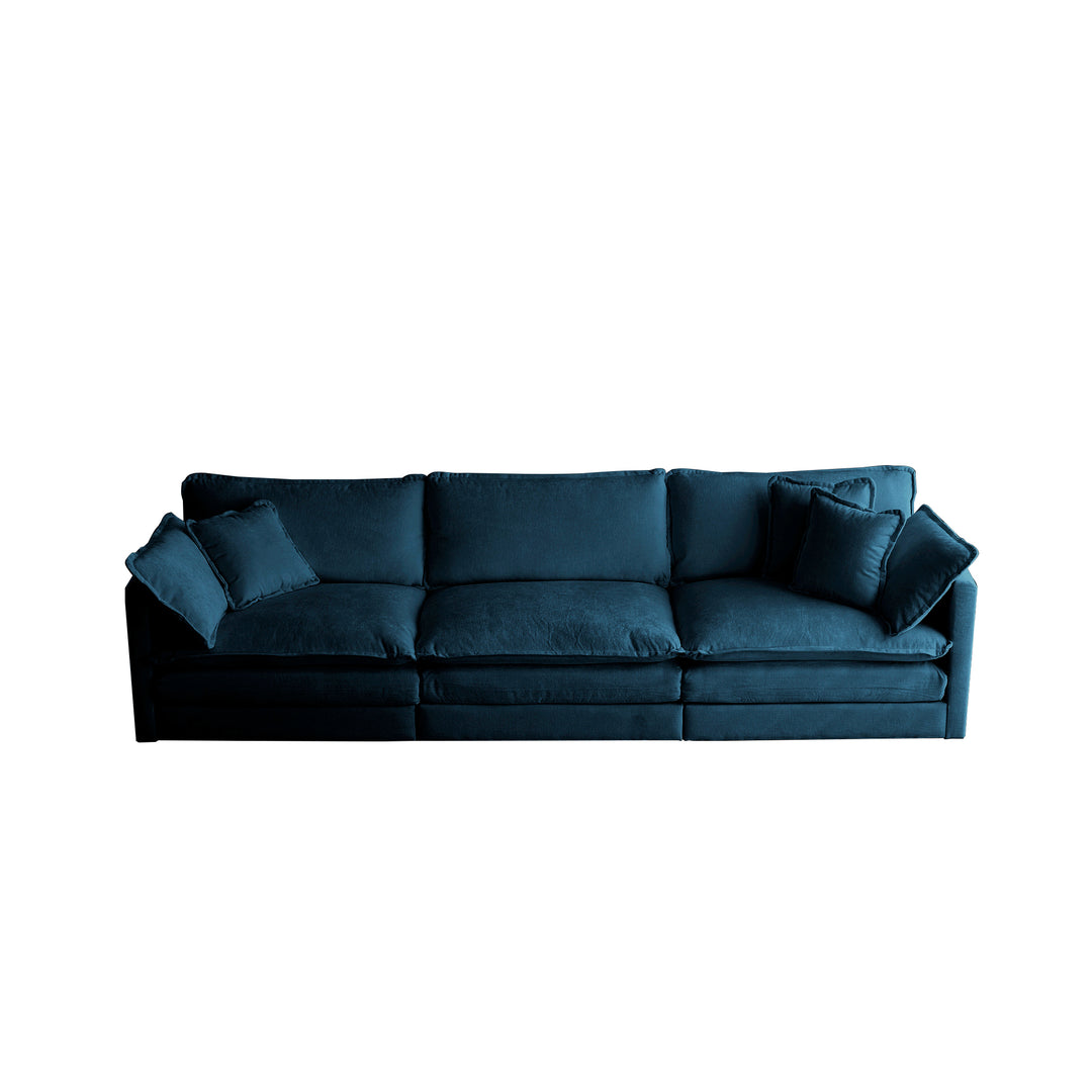 Free Combination Comfy Upholstery Modular Oversized L Shaped Sectional Sofa With Reversible Ottoman, Blue Chenille