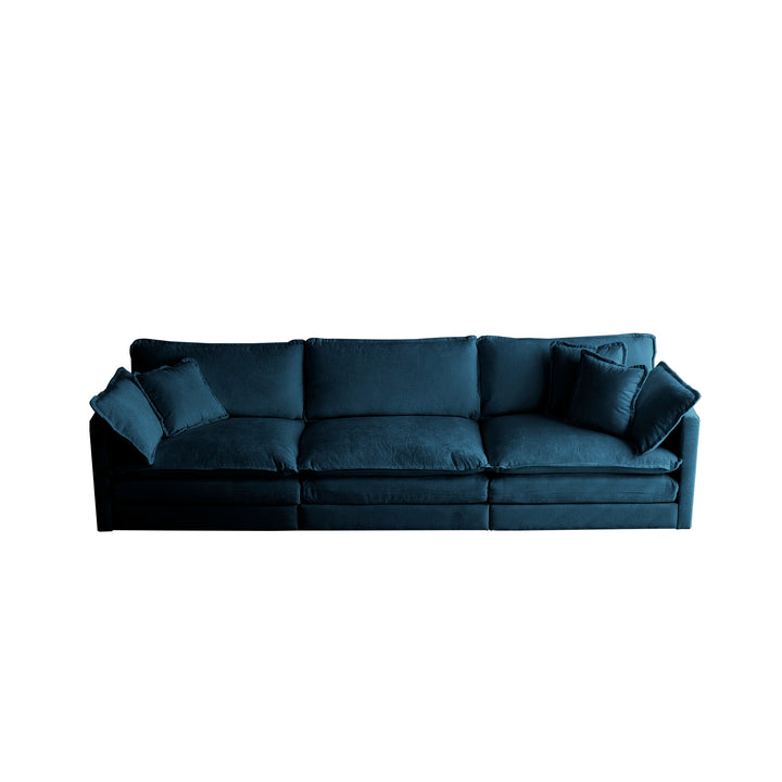 Free Combination Comfy Upholstery Modular Oversized L Shaped Sectional Sofa With Reversible Ottoman, Blue Chenille