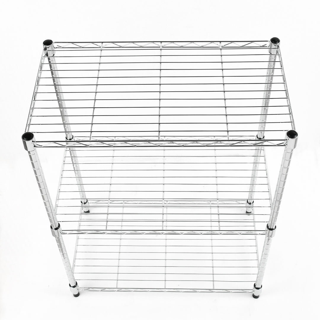 Simple Deluxe 3-Shelf Shelving with Wheels Steel Organizer 23"Wx13"Dx30"H Chrome