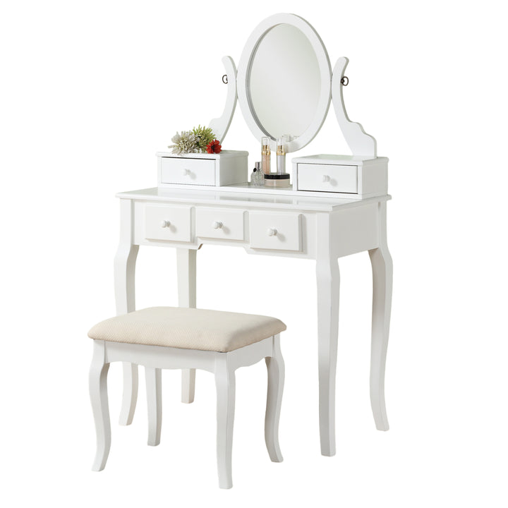 Ashley Wood Make-Up Vanity Table and Stool Set, White