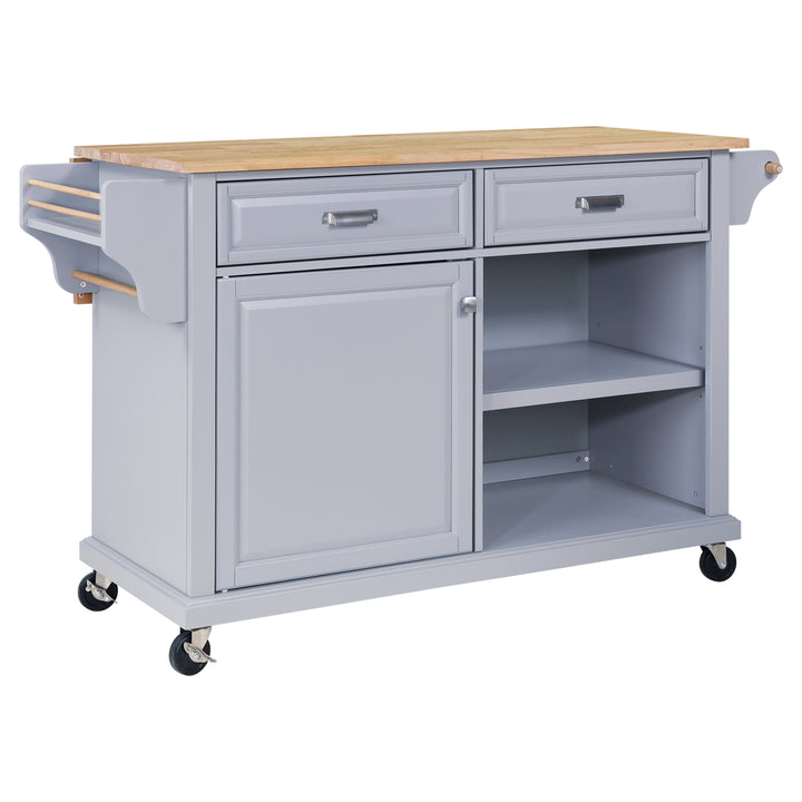 Cambridge Natural Wood Top Kitchen Island with Storage