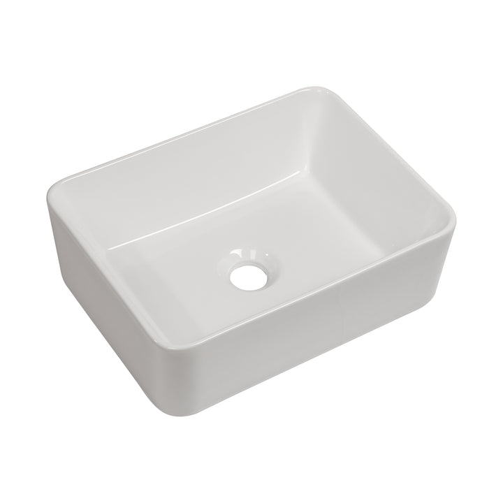 16"x12" White Ceramic Rectangular Vessel Bathroom Sink