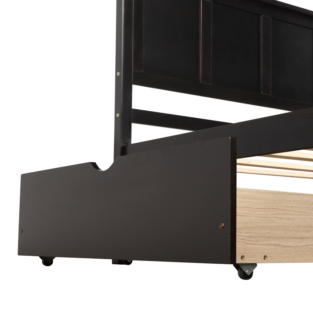 Platform Storage Bed, 2 drawers with wheels, Twin Size Frame, Espresso (New SKU:WF283062AAP)