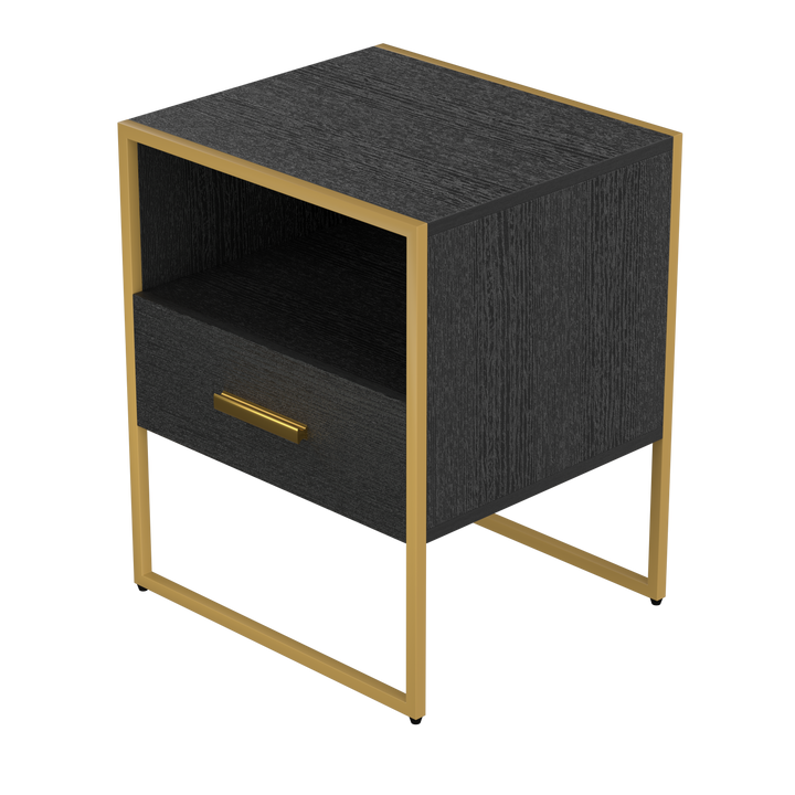 Update Modern Nightstand with 1Drawers, Suitable for Bedroom/Living Room/Side Table (Gold and Black )