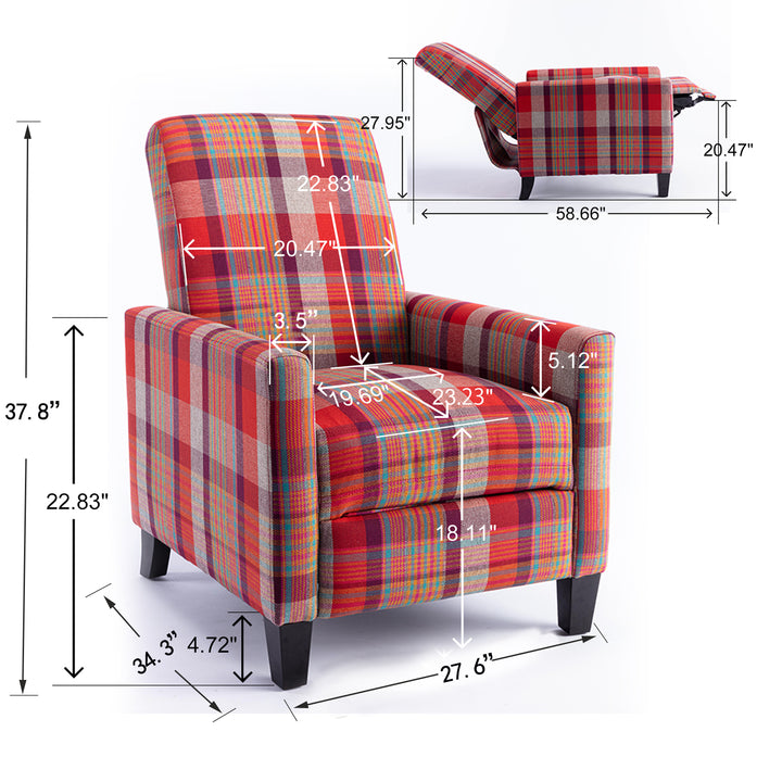 Red recline chair,The red cloth chair is convenient for home use, comfortable and the cushion is soft,Easy to adjust backrest Angle