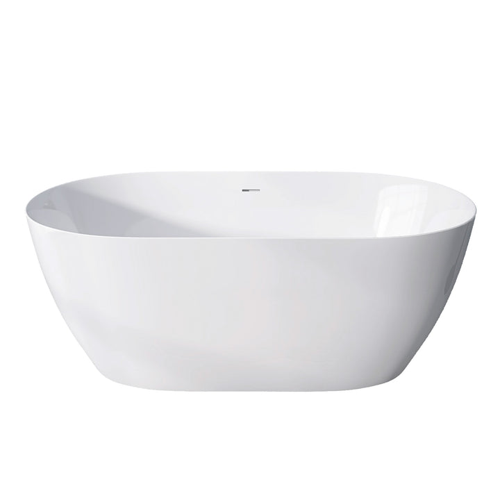 51" Acrylic Free Standing Tub Classic Oval Shape Soaking Tub Adjustable Freestanding Bathtub with Integrated Slotted Overflow and Chrome Pop-up Drain Anti-clogging Gloss White