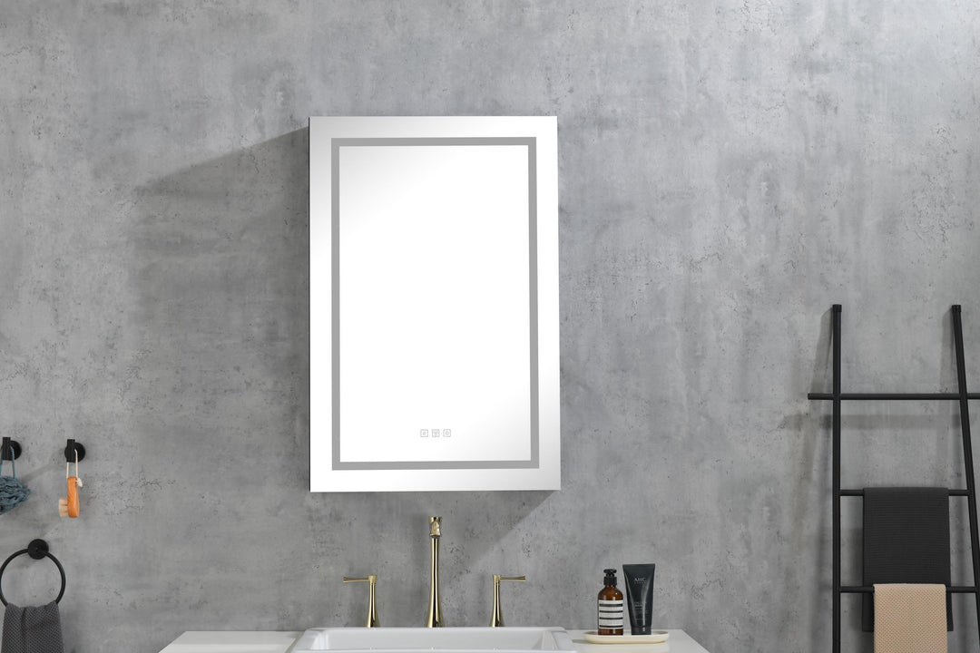 LED Lighted Bathroom Medicine Cabinet with Mirror, Surface Lighted Medicine Cabinet,Dimmable,Adjustable Shelves,Intelligent Switch Medicine Cabinet, Aluminum Frame,