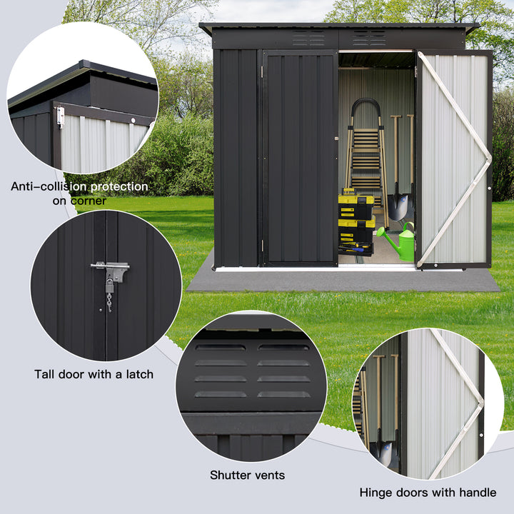 Metal garden sheds 4ftx6ft outdoor storage sheds black