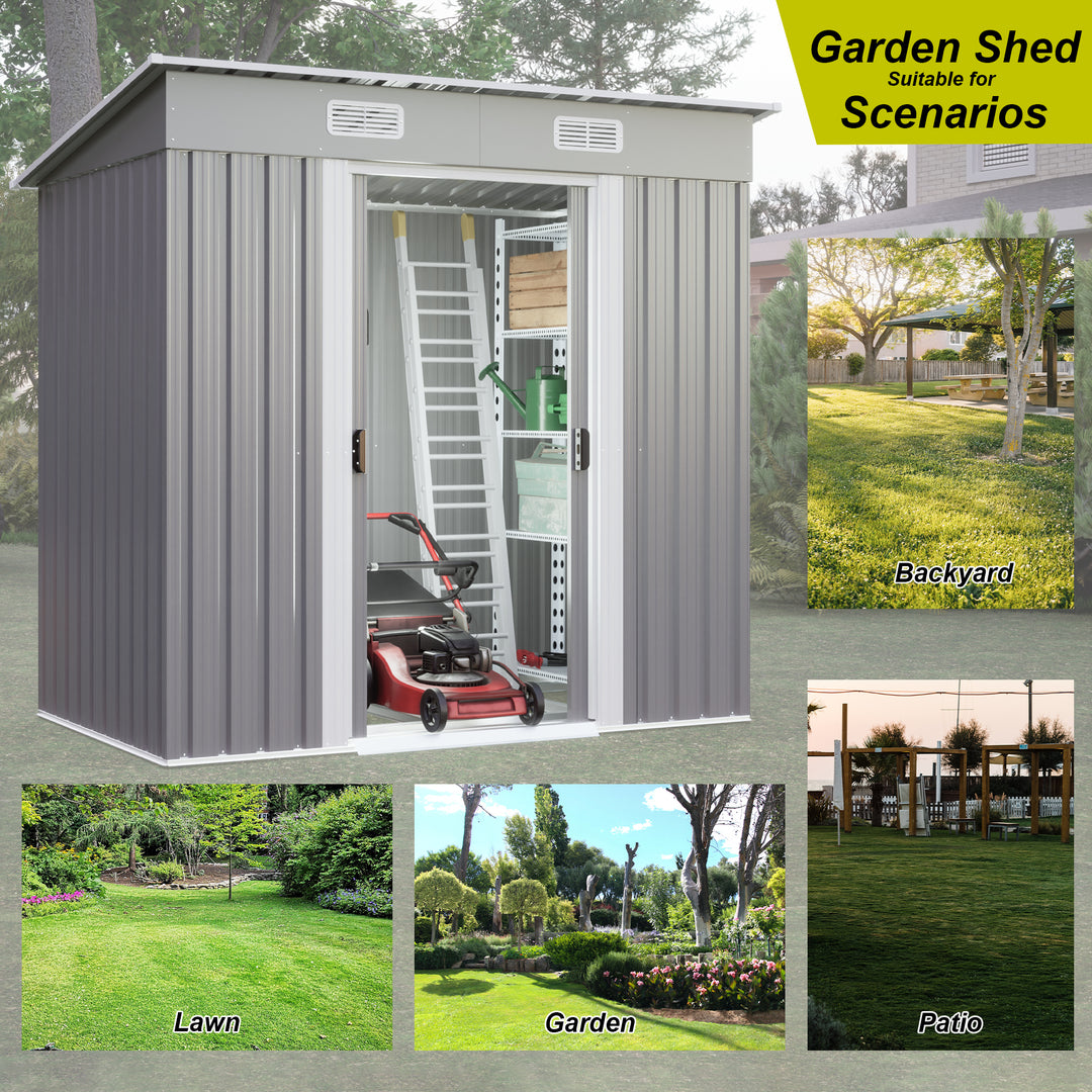 6'x4' Outdoor Metal Storage Shed for Garden Tools Lockable Door