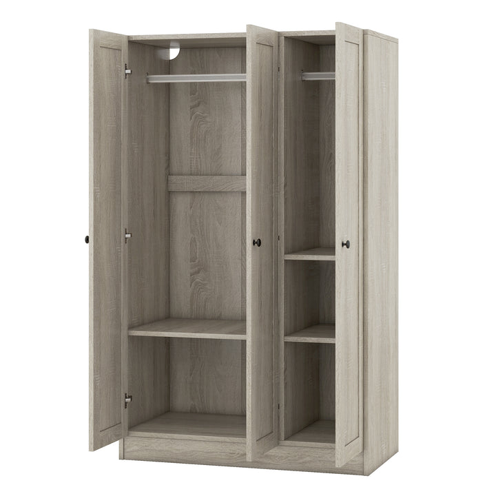 3-Door Shutter Wardrobe with shelves, Gray