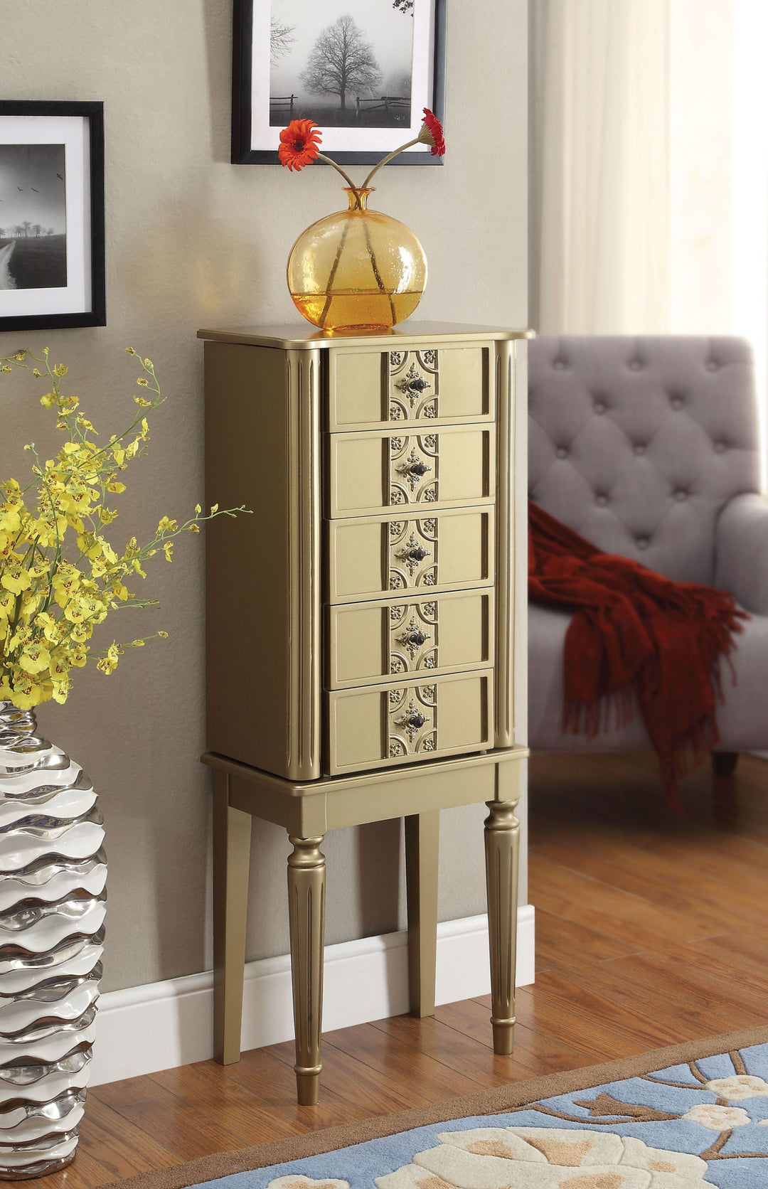 ACME Tammy Jewelry Armoire in Gold 97169