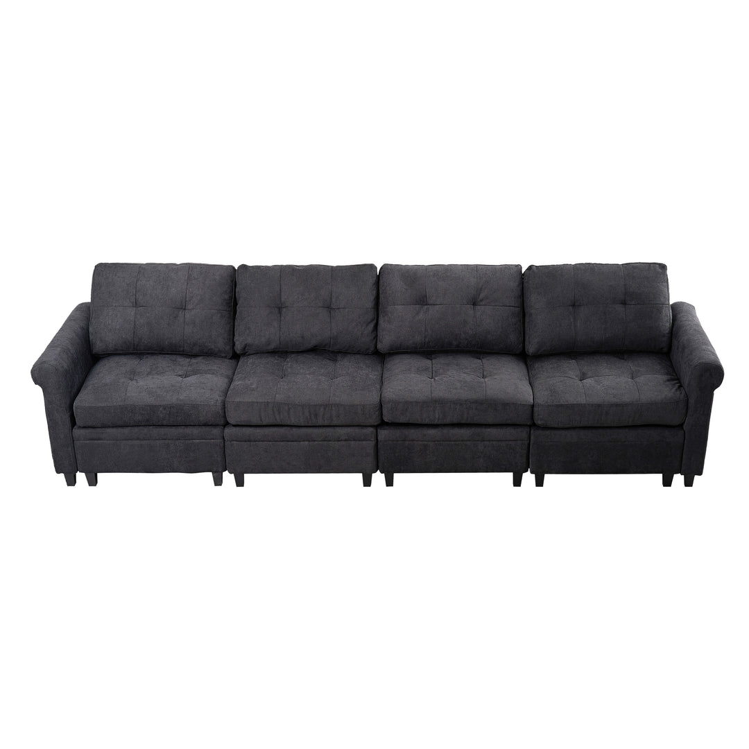 U Shaped Sectional Couch Convertible Sectional Couch with Double Chaise 4 Seat Sectional Sofa for Living Room