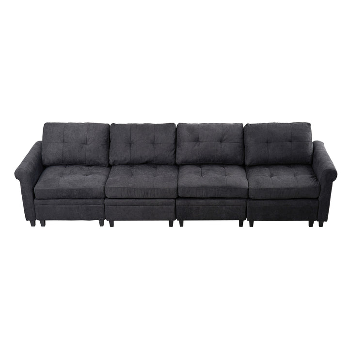 U Shaped Sectional Couch Convertible Sectional Couch with Double Chaise 4 Seat Sectional Sofa for Living Room