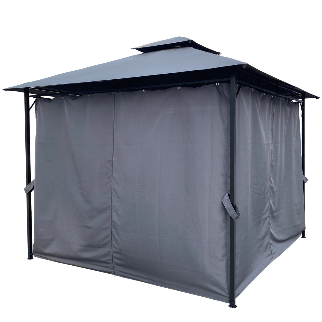 10x10 Ft Outdoor Patio Garden Gazebo Tent, Outdoor Shading, Gazebo Canopy With Curtains,Gray