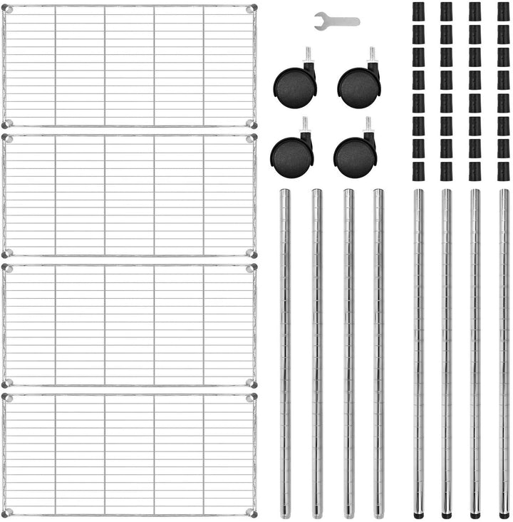 Simple Deluxe 4-Tier Heavy Duty Storage Shelving Unit, Heught Adjustable, Chrome,35.43" D x 17.72" W x 65.35" H, 1 Pack