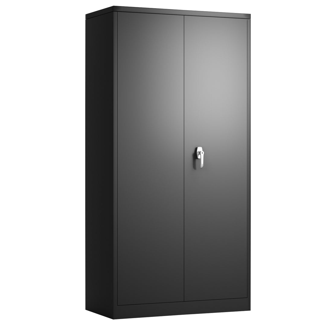 Metal Storage Cabinet,Steel Storage Cabinet with 2 Doors and 4 Adjustable Shelves,Black Metal Cabinet with Lock,72"Tall Steel