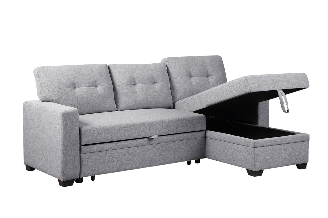 Upholstered Pull out Sectional Sofa with Chaise