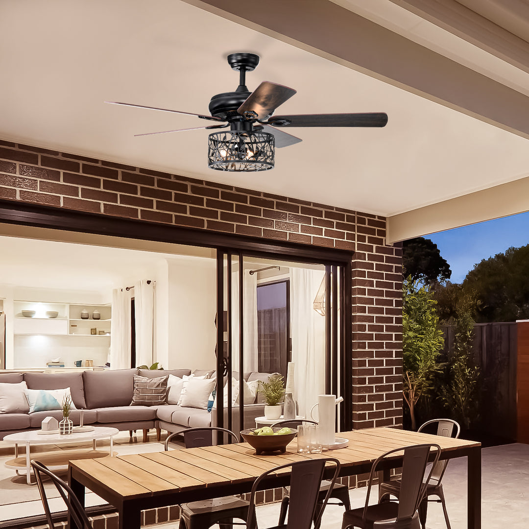 Farmhouse Industrial 52-inch Ceiling Fan (Optional Remote&2 Color Option Blades)  or Bedroom, Living Room, Dining Room