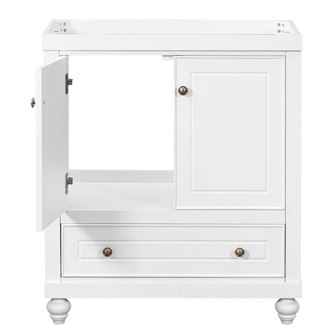 30" Bathroom Vanity without Sink, Base Only, Cabinet with Doors and Drawer, Solid Frame and MDF Board, White