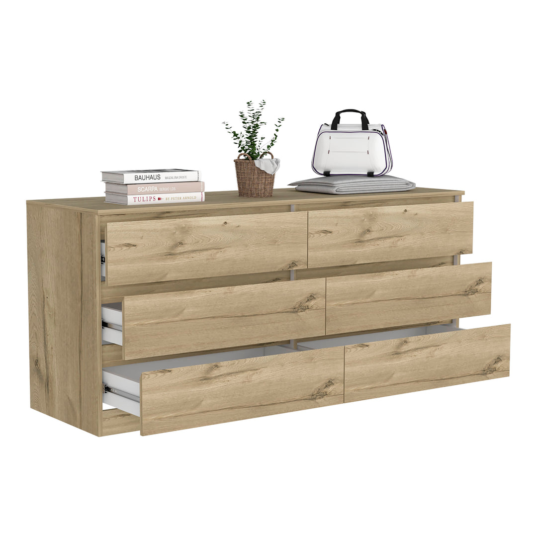 6 Drawer Double Dresser Tronx, Bedroom, Light Oak / White