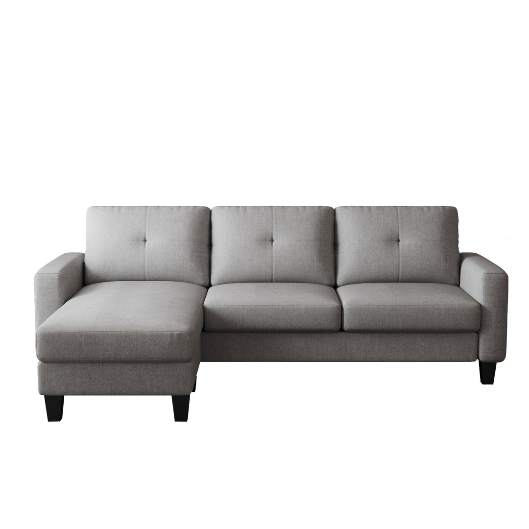 Living Room Furniture with Polyestr Fabric L Shape Couch Corner Sofa for Small Space Grey