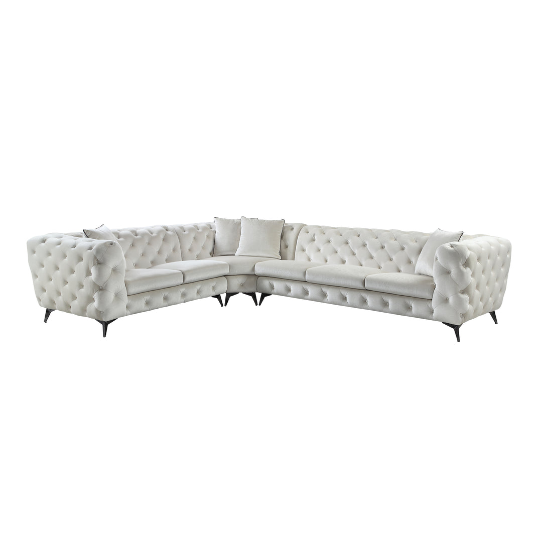 ACME Atronia SECTIONAL SOFA W/4 PILLOWS Beige Fabric LV01160