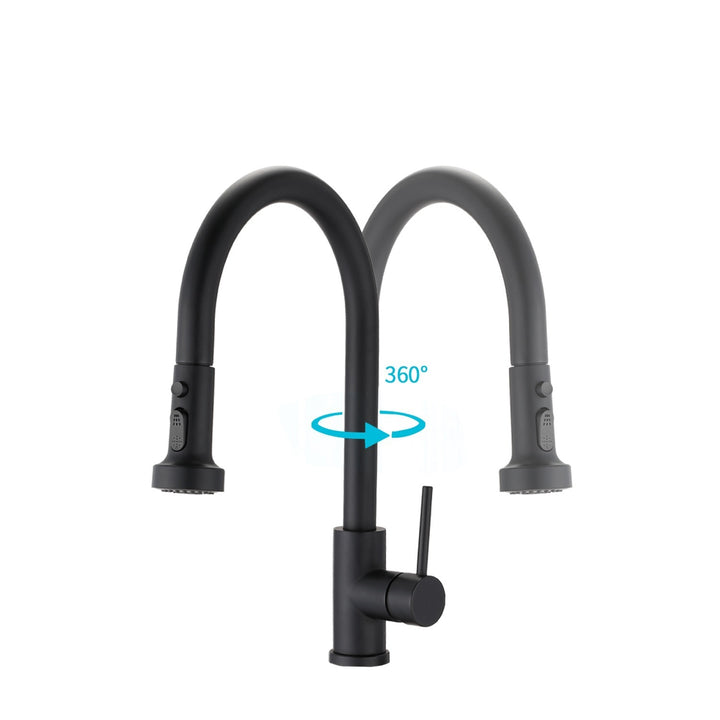 Stainless Steel Pull Down Kitchen Faucet with Sprayer Matte Black