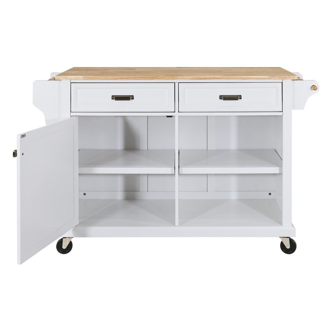 Cambridge Natural Wood Top Kitchen Island with Storage