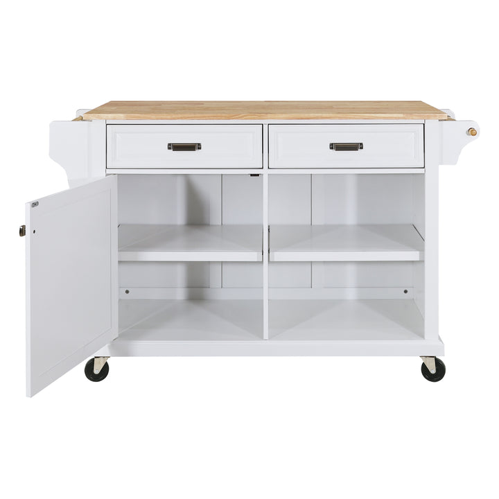 Cambridge Natural Wood Top Kitchen Island with Storage