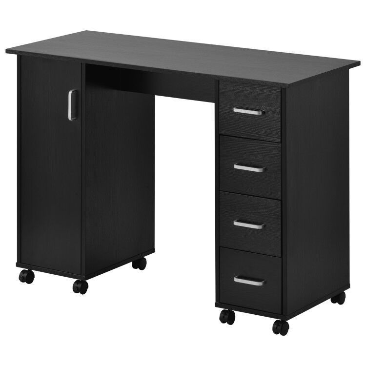 Home Office Computer Desk Table with Drawers White Black