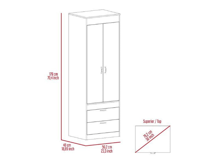 Willow Grove 2-Drawer Armoire Light Gray